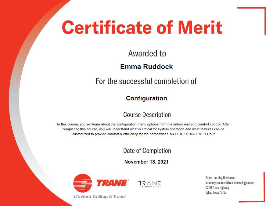 Staff Certification of Completion: Emma Ruddock